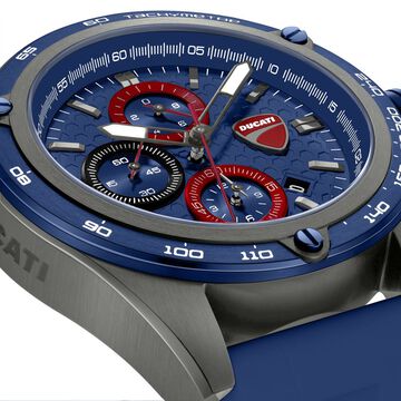 Ducati Quartz Chronograph Blue Dial Blue Silicone Strap Watch For Men