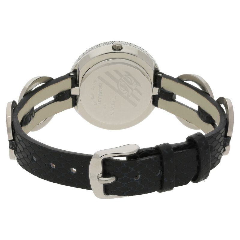 Titan Quartz Analog Silver Dial Leather Strap Watch for Women - image number 3