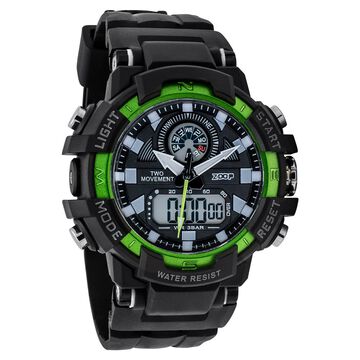 Zoop Bolt Ana Digi Watch with Black and Green Multi Color Case and Black Color Strap for Boys Kids, from House of Titan