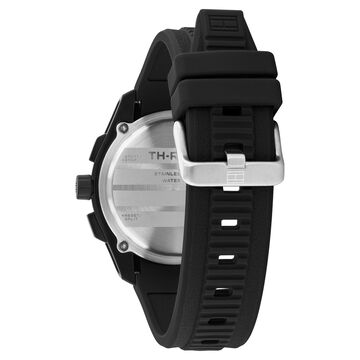 Tommy Hilfiger Quartz Chronograph Black Dial Black Silicone Strap Watch For Men