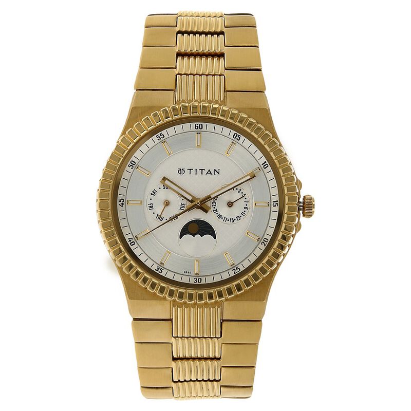 Titan Regallia White Dial Analog Stainless Steel Strap watch for Men