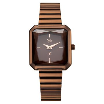 Vyb Flare By Fastrack Quartz Analog Brown Dial Brown Stainless Steel Strap Watch For Girls