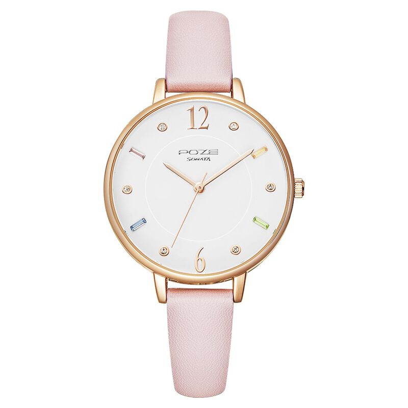 Poze by Sonata Quartz Analog White Dial PU Leather Strap Watch for Women - image number 0