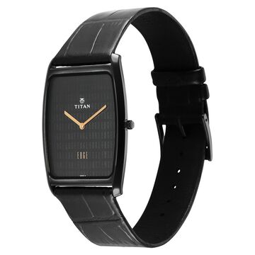 Titan Edge Black Dial Analog Leather Strap watch for Men