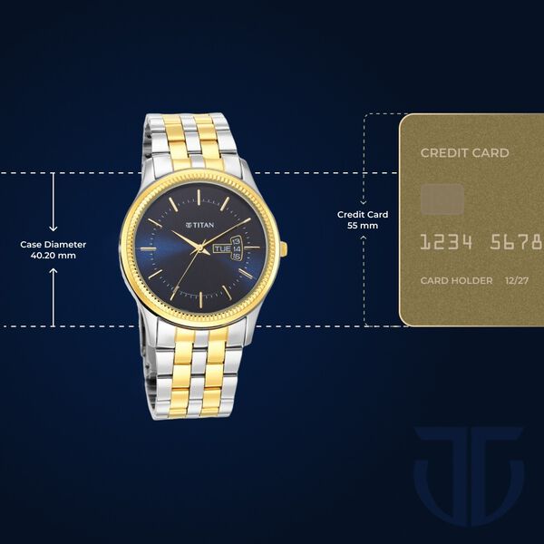 Titan Men's Trendsetter Watch: Chic Blue Dial & Two-Tone Strap - image number 3