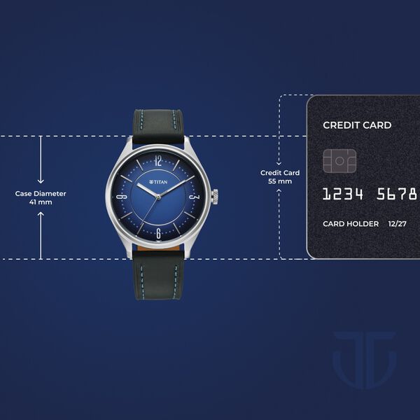 Titan Neo Basics Analog with Blue Dial Blue Leather Strap Watch for Men - image number 3