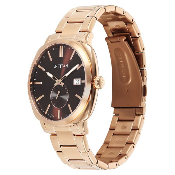 Titan Classique Suave Analog with Brown Dial Rose Gold Stainless Steel Strap Watch for Men - image number 4