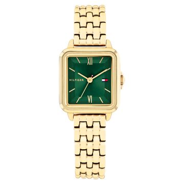 Tommy Hilfiger Quartz Analog Green Dial Golden Stainless Steel Strap Watch For Women