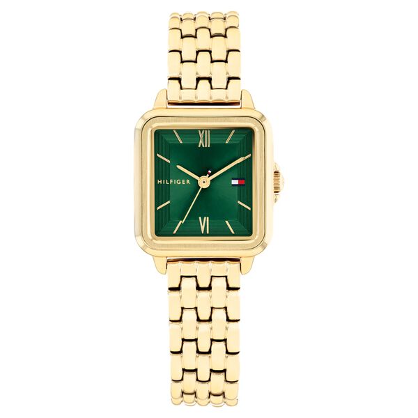 Tommy Hilfiger Quartz Analog Green Dial Golden Stainless Steel Strap Watch For Women - image number 0