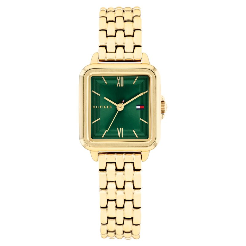 Tommy Hilfiger Quartz Analog Green Dial Golden Stainless Steel Strap Watch For Women