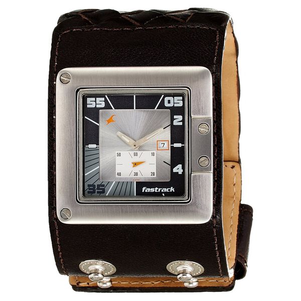 Fastrack Quartz Analog Silver Dial Leather Strap Watch for Guys - image number 0
