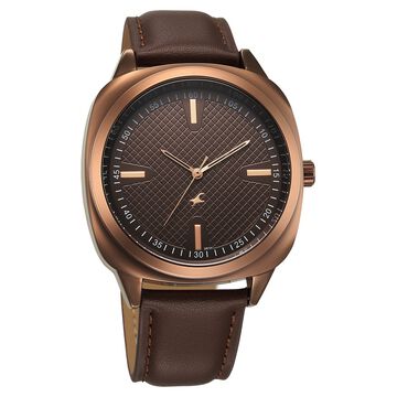 Fastrack Stunners X Quartz Analog Brown Dial Leather Strap Watch For Guys