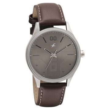 Fastrack Bare Basics Quartz Analog Brown Dial Leather Strap Watch for Guys