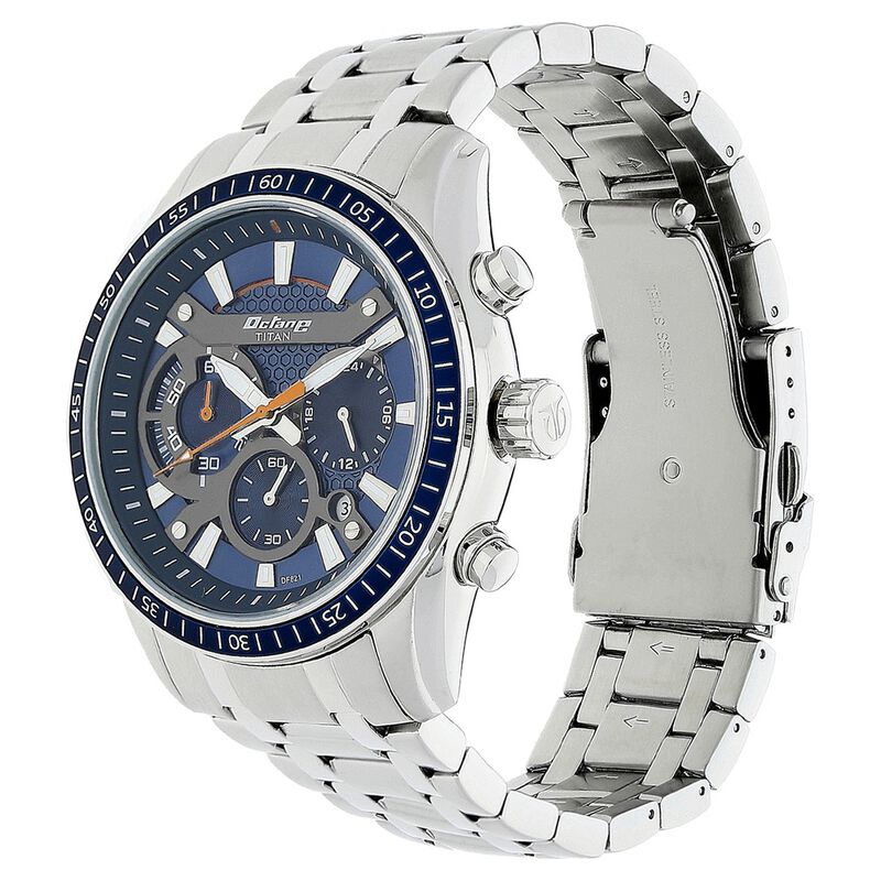 Titan Quartz Chronograph Blue Dial Stainless Steel Strap Watch for Men - image number 1
