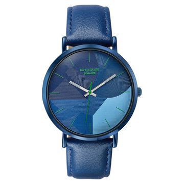 Poze By Sonata Quartz Analog Blue Dial Blue Leather Strap Watch For Men