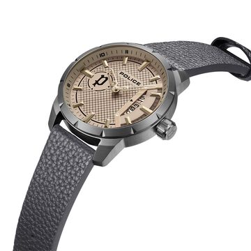 Police Quartz Analog with Date Grey Dial Leather Strap Watch for Men