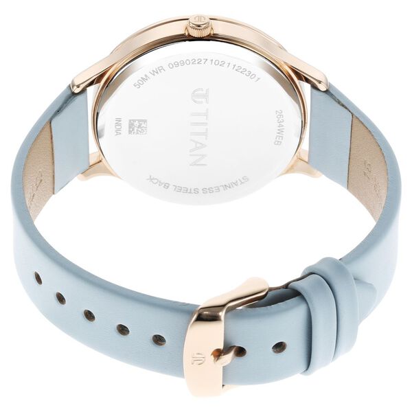 Titan Wander Blue Dial Women Watch With Leather Strap - image number 4