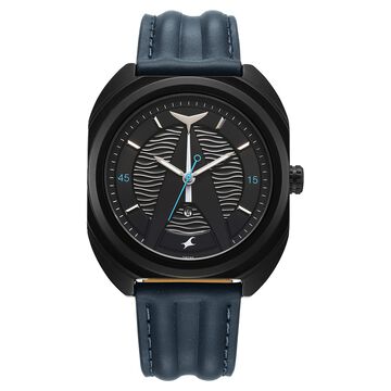 Fastrack Oceanyx Quartz Analog with Date Black Dial Blue Strap Watch For Guys