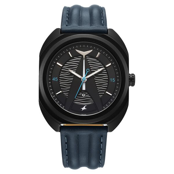 Fastrack Oceanyx Quartz Analog with Date Black Dial Blue Strap Watch For Guys - image number 0