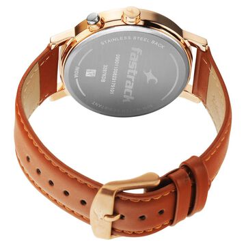 Fastrack Tick Tock Quartz Analog Blue dial Leather Strap Watch for Guys