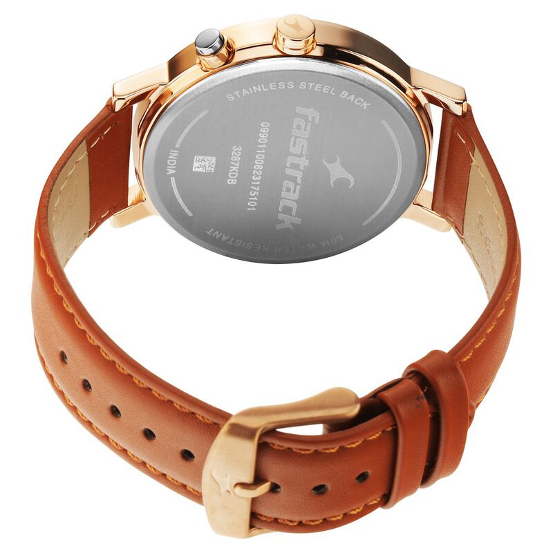 Buy Online Fastrack Tick Tock Quartz Analog Blue dial Leather Strap