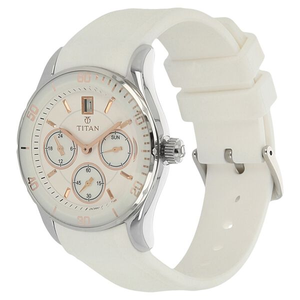 Titan Quartz Analog White Dial Plastic Strap Watch for Women - image number 1