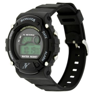 SF Digital Round Dial Plastic Strap Watch For Men