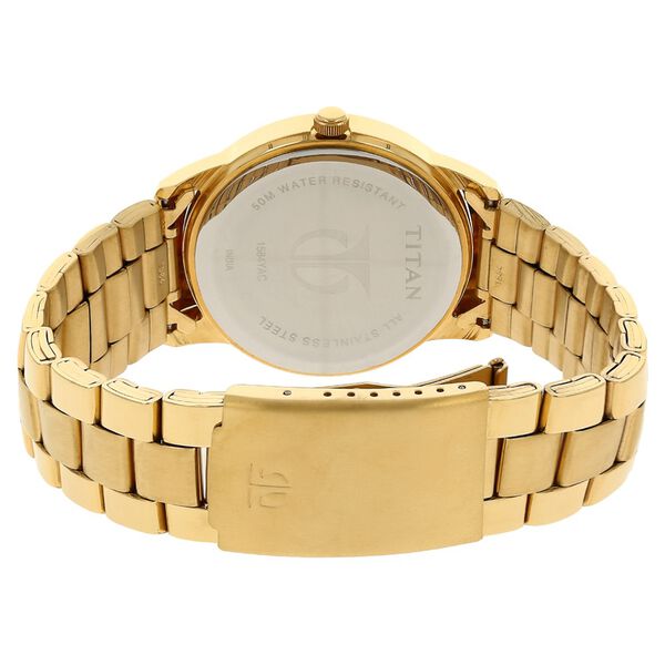 Titan Quartz Analog with Day and Date Champagne Dial Stainless Steel Strap Watch for Men - image number 3