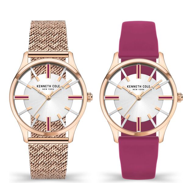 Kenneth Cole Quartz Analog Silver Dial Silicone Strap Watch for Women - image number 1