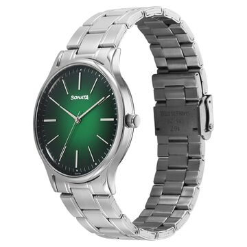 Sonata Aspire Quartz Analog Green Dial Stainless Steel Strap Watch For Men