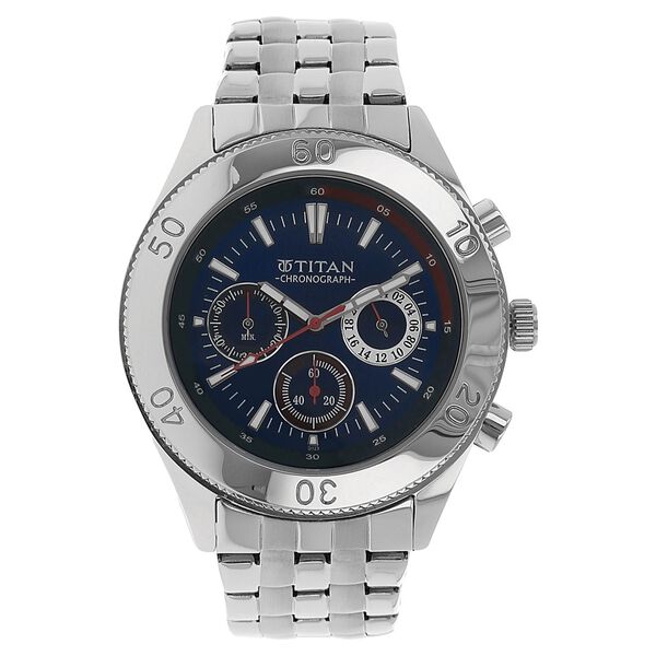 Titan Quartz Chronograph Blue Dial Watch for Men - image number 0