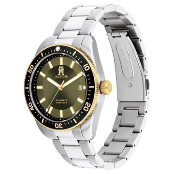 Tommy Hilfiger Automatic Green Dial Stainless Steel Strap Watch For Men