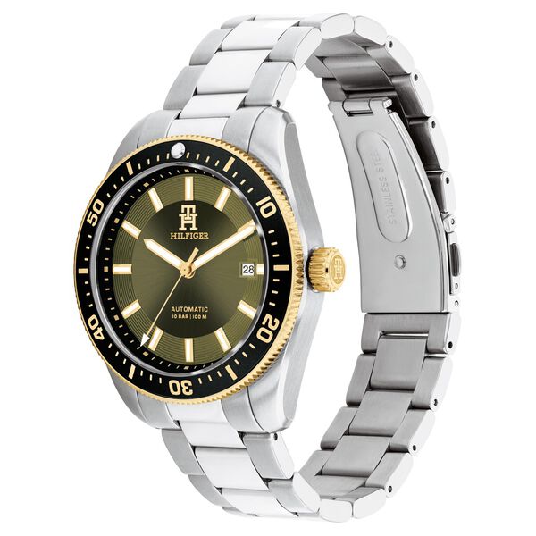 Tommy Hilfiger Automatic Green Dial Stainless Steel Strap Watch For Men - image number 1