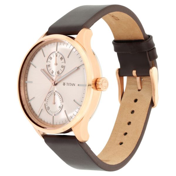 Titan Evoke Champagne Dial Analog with Day and Date Stainless Steel Strap watch for Men - image number 2