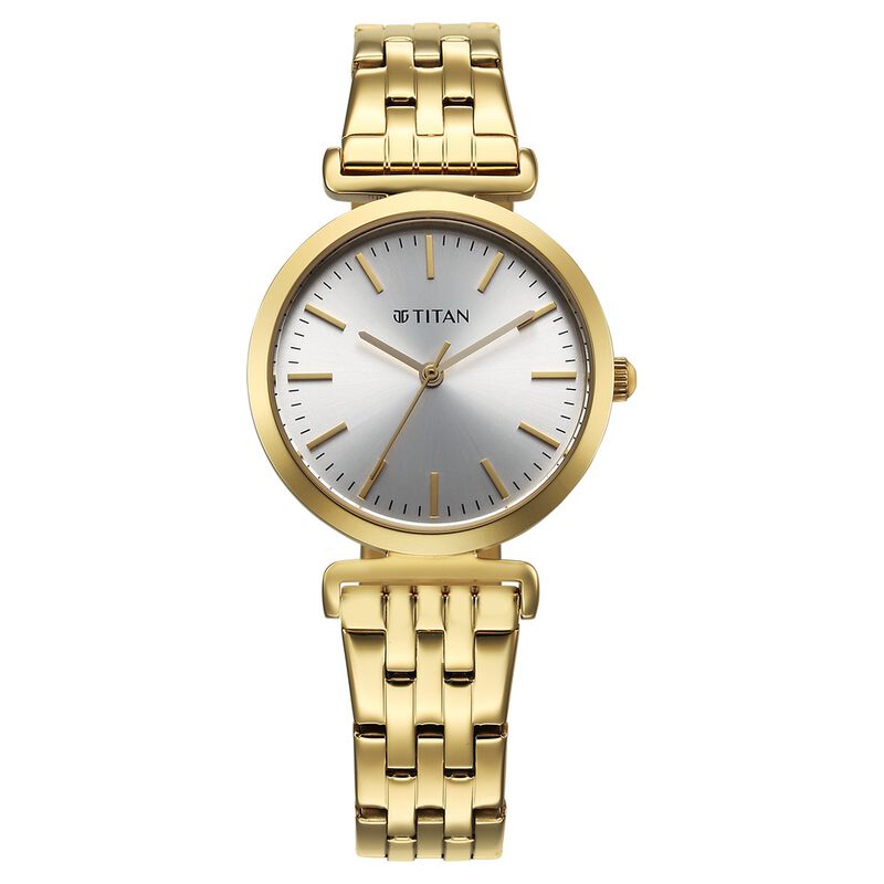 Titan Workmode Quartz Analog Silver Dial Stainless Steel Strap Watch For Women