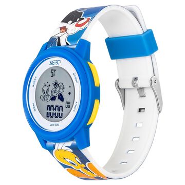 Zoop Looney Tunes Digital Watch with Blue Case and Blue Multi Color Strap for Boys Girls Kids, from House of Titan
