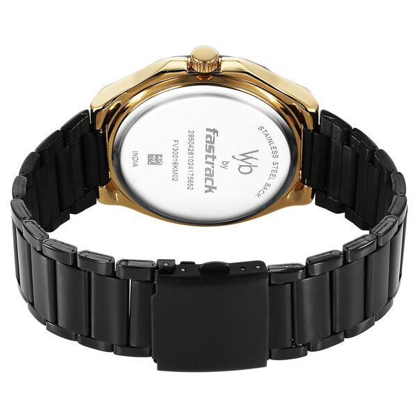 Vyb Orion By Fastrack Quartz Analog Black Dial Metal Strap Watch For Guys - image number 4