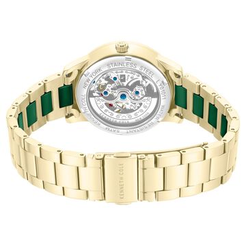 Kenneth Cole Automatic Automatic Green Mother of Pearl Dial Golden Ceramic Strap Watch For Women