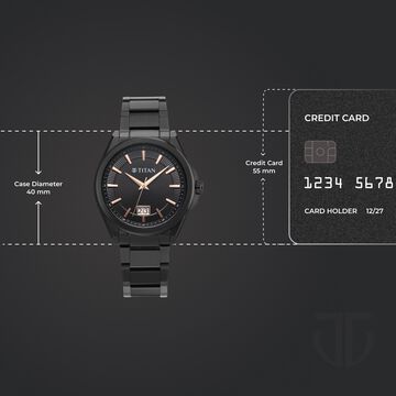 Titan Classique Big Date Analog with Black Dial Black Stainless Steel Strap Watch for Men