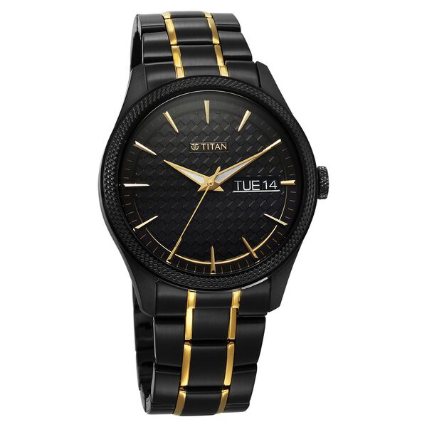 Titan Regalia Opulent Quartz Analog with Day and Date Black Dial Two Toned Stainless Steel Strap Watch for Men - image number 1