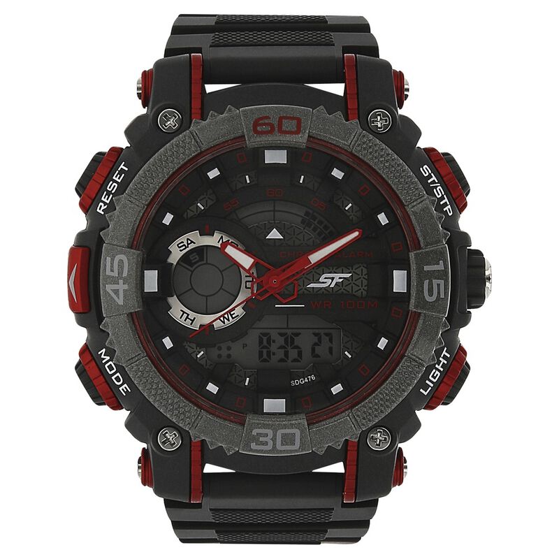 SF Xtreme Gears Quartz Digital Analog Digital Black Dial Black PU Strap Watch For Men