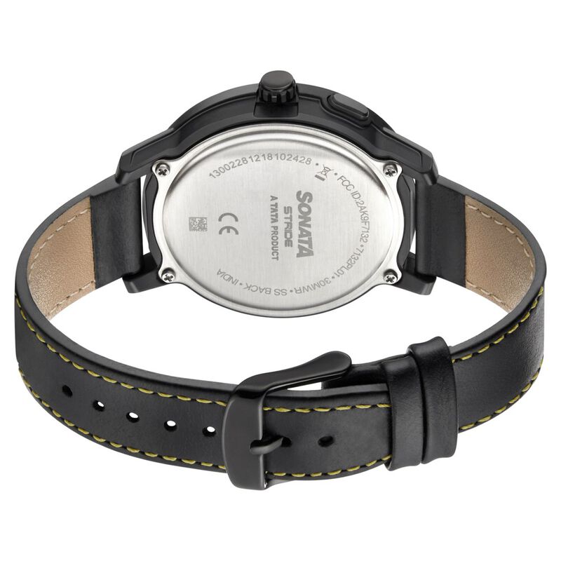 Sonata CSK Hybrid Smartwatch Black Dial Leather Strap Unisex Watch - image number 3
