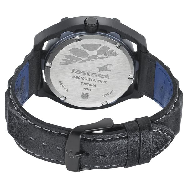 Fastrack Space Rover Quartz Analog Moonphase White Dial Leather Strap Watch for Guys - image number 4