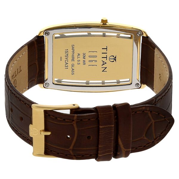Titan Quartz Analog Champagne Dial Leather Strap Watch for Men - image number 3