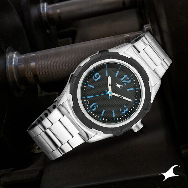 Fastrack Fastfit Quartz Analog Black Dial Stainless Steel Strap Watch for Guys - image number 0