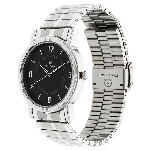 Titan Karishma Quartz Analog Black Dial Silver Stainless Steel Strap Watch For Men - image number 1