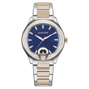 Aigner Quartz Analog Blue Dial Two Toned Stainless Steel Strap Watch For Men