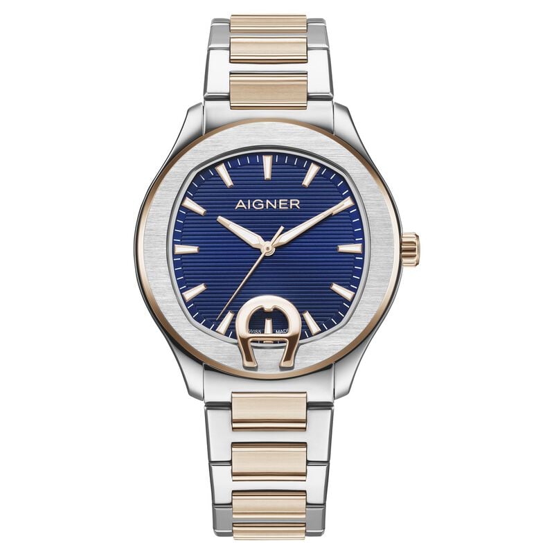 Aigner Quartz Analog Blue Dial Two Toned Stainless Steel Strap Watch For Men