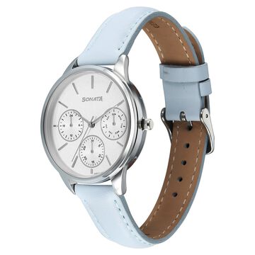Sonata Eternia Quartz Multifunction Silver Dial Leather Strap Watch For Women