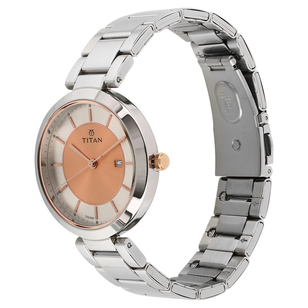 Buy Online Titan Workwear Rose Gold Dial Analog Stainless Steel